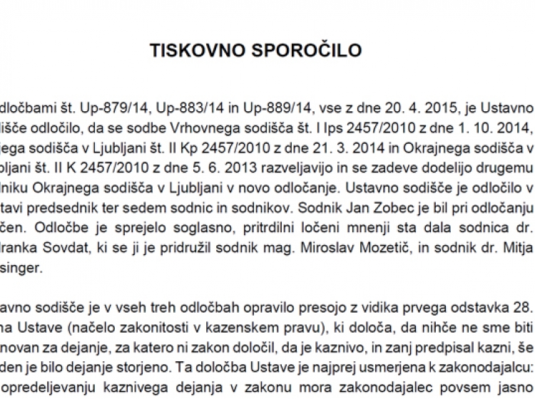 Ob priložnosti razveljavitve sodbe v primeru Patria: Odvisno ali neodvisno slovensko sodstvo ...
